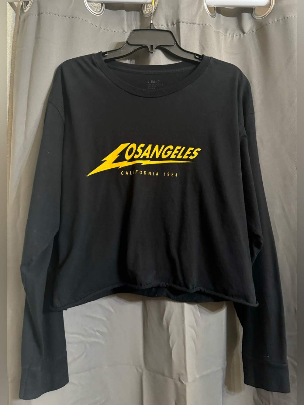 Brandy Melville Black Long Sleeve "Los Angeles" Graphic Tee with Yellow Logo